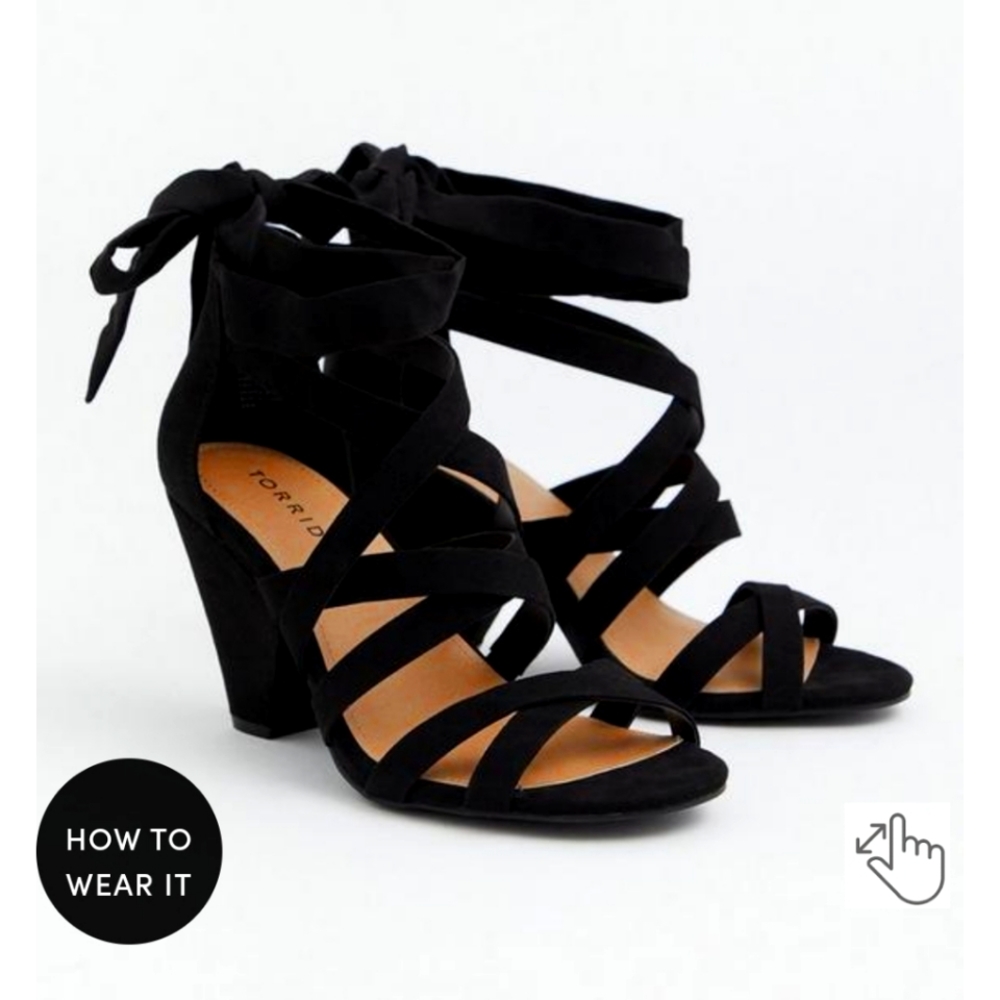 Torrid size 8.5 WW, cone heel ankle wrap sandals